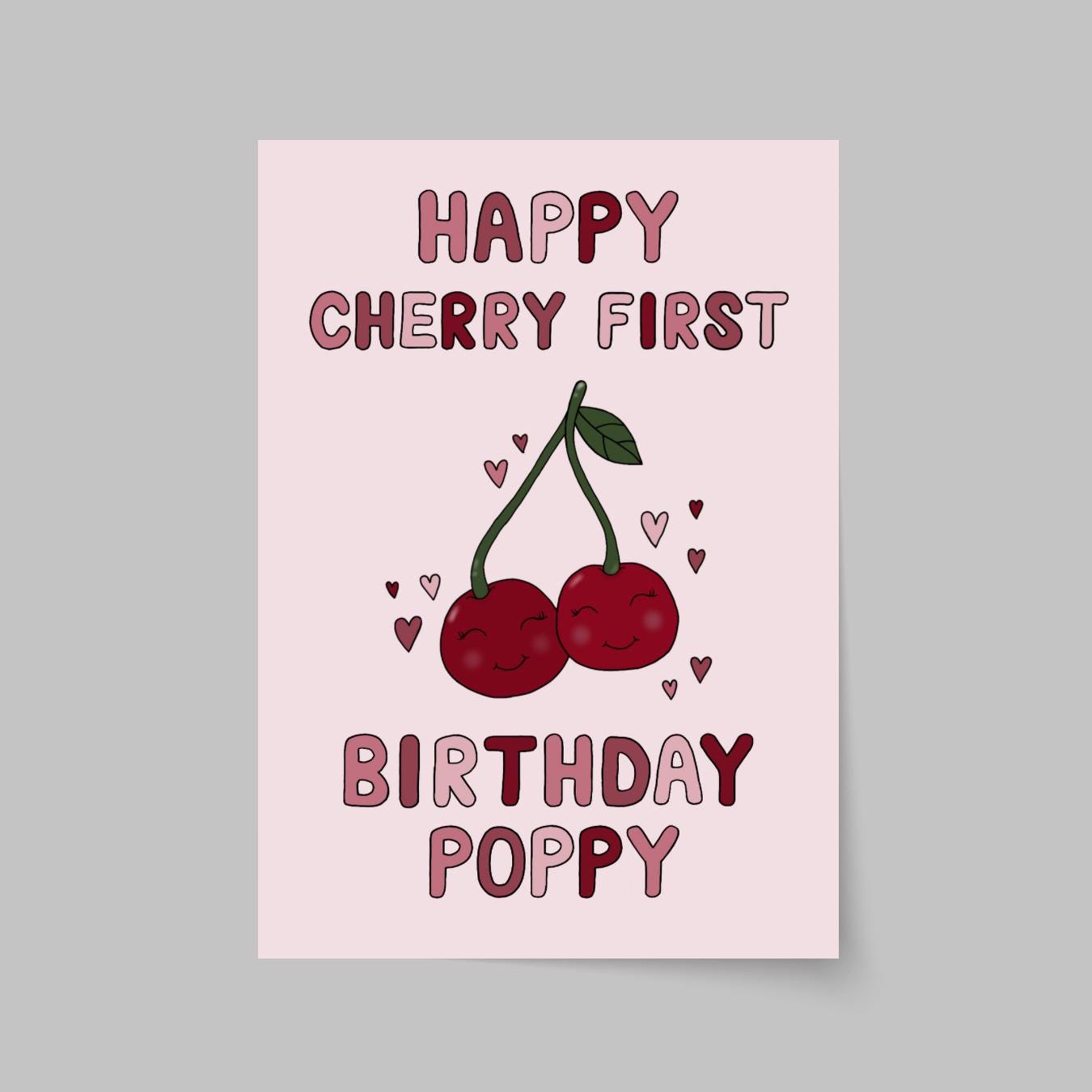 Personalised Cherry First Birthday Card