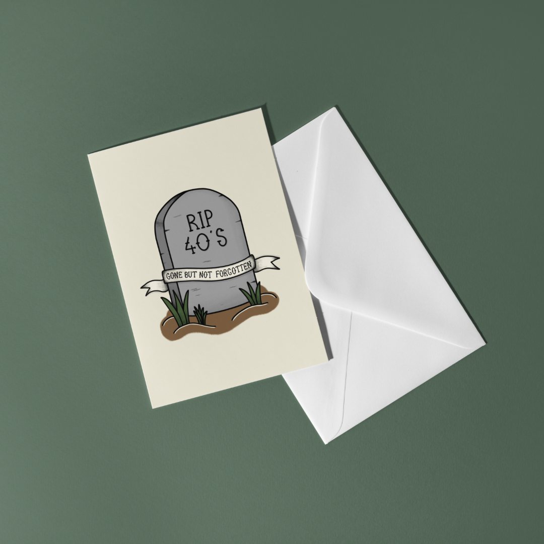RIP Decade Birthday Card 40s