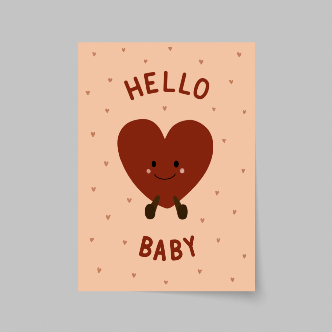 Hello Baby Heart Plushie Card