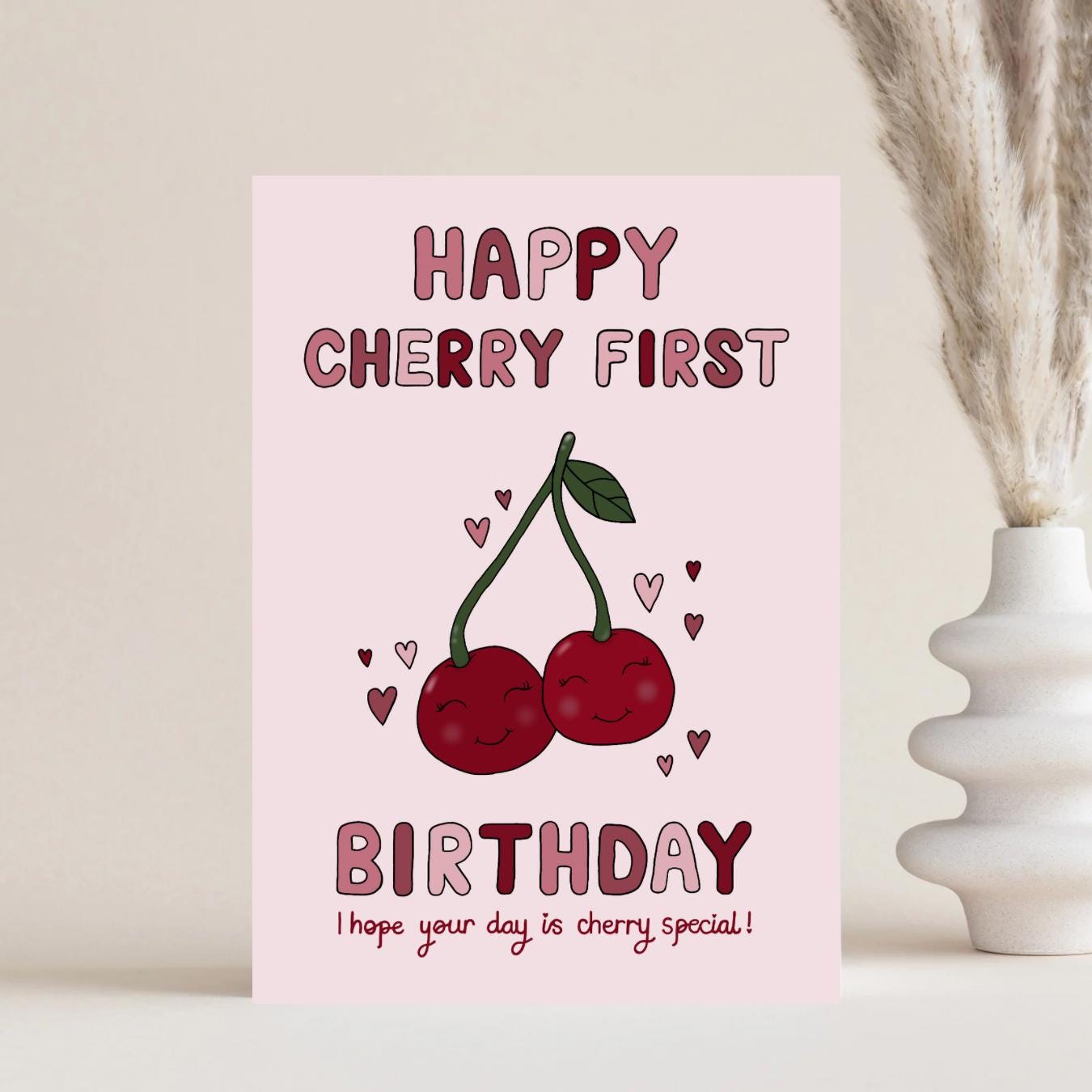 Cherry First Birthday Card