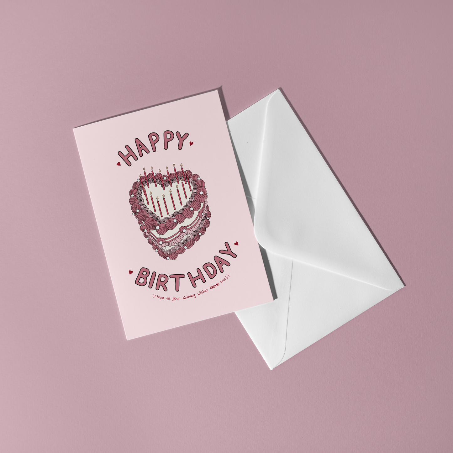 Vintage Heart Cake Birthday Card