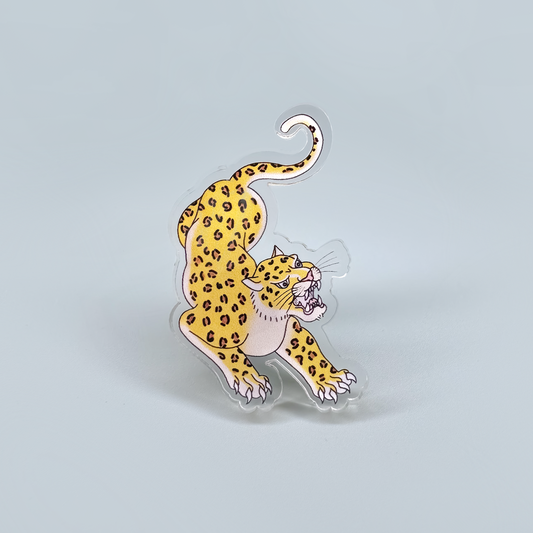 Traditional Leopard Acrylic Pin Badge