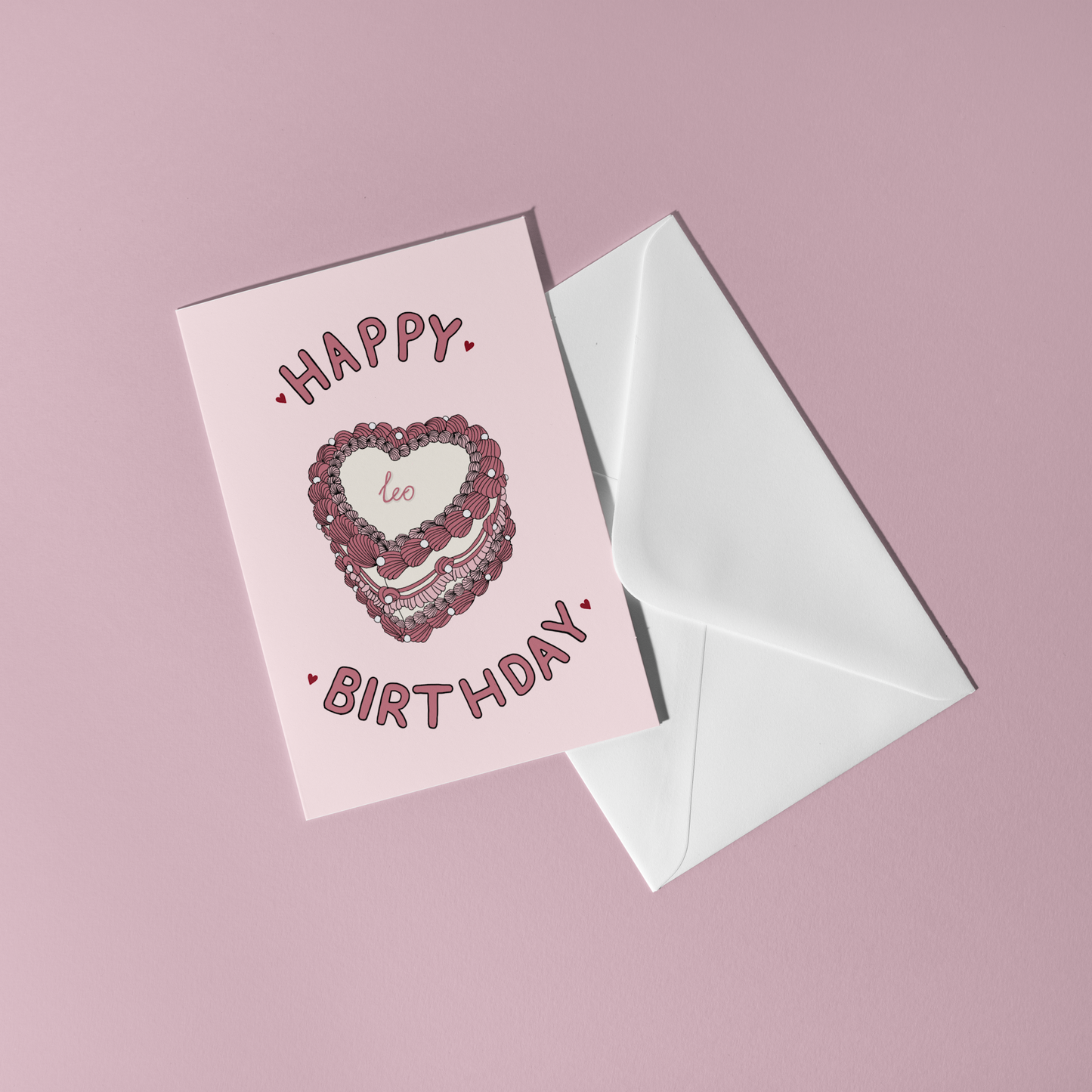 Vintage Heart Cake Zodiac Birthday Card