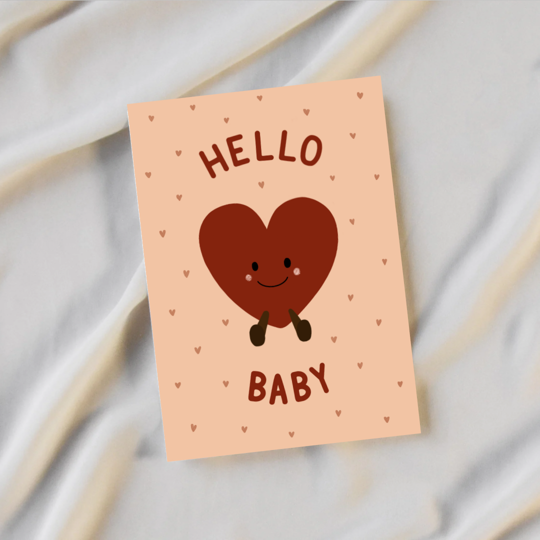 Hello Baby Heart Plushie Card
